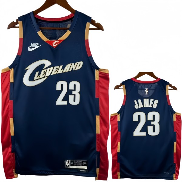 25-26 Cleveland Cavaliers JAMES #23 Royal blue Retro Top Quality Hot Pressing NBA Jersey (V领)