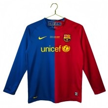 2008-09 Mens Barcelona home Long Sleeve Retro Soccer Jersey