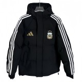 2025-26 Mens Argentina black Hooded Cotton Coat