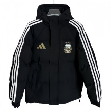 2025-26 Mens Argentina black Hooded Cotton Coat