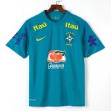 2021  Mens Brazil Retro lake blue soccer Jersey
