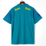 2021  Mens Brazil Retro lake blue soccer Jersey