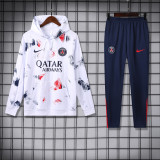 2024-25 Mens PSG white Hoodie Tracksuit