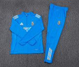 2025-26 Kids Real Madrid blue Half Pull Tracksuit