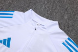 2025-26 Kids Real Madrid white blue Half Pull Tracksuit