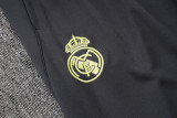2025-26 Kids Real Madrid yellow Half Pull Tracksuit