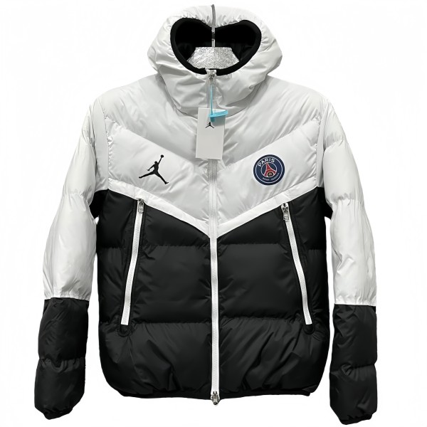 2025-26 Mens PSG Jordan White Black Hooded Cotton Coat  CV002 AJ