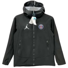 2025-26 Mens PSG Black Outdoor hooded windbreaker