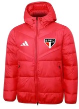 2025-26 Mens Sao Paulo red Hooded Jacket Cotton Coat