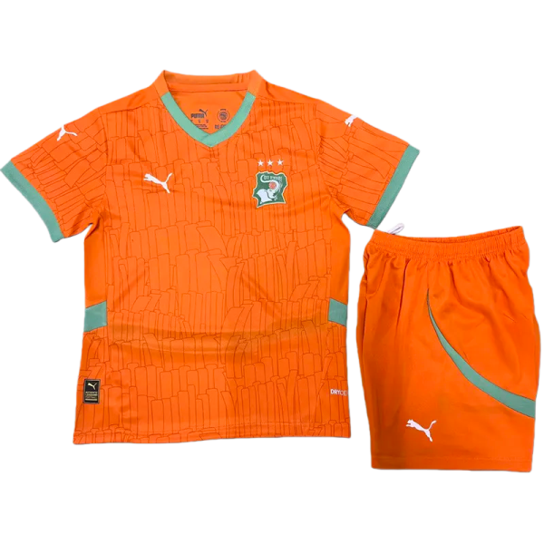 2025-26 Kids Ivory Coast  home Orange soccer Jersey