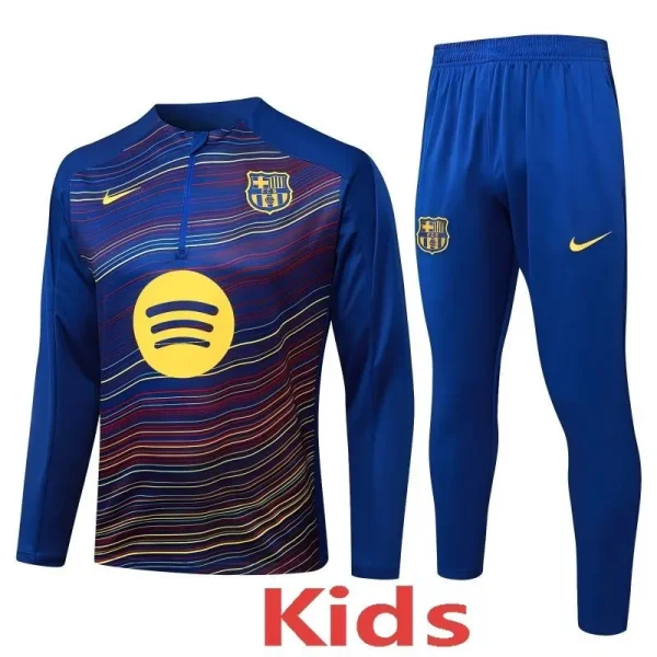 2025-26 Kids Barcelona variegated blue Half Pull Tracksuit   #E25174(童装半拉链)