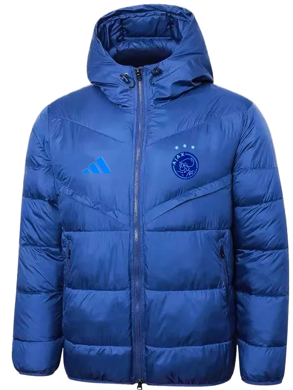 2025-26 Mens Ajax Blue Hooded Jacket  Cotton Coat