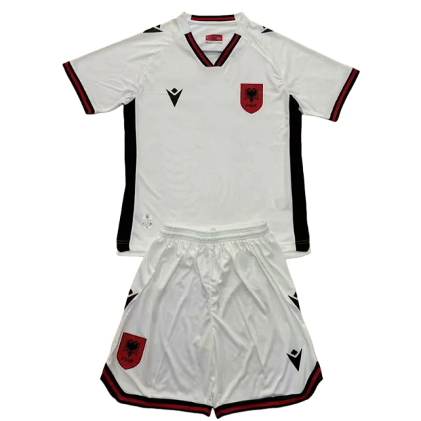 2025-26 Kids Albania white away  Soccer Jersey