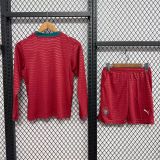 2026-27 KIDS Portugal home red long sleeve soccer jersey