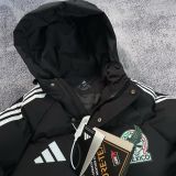 2025-26 Mens Mexico  Black Hooded Jacket Cotton Coat