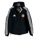 2025-26 Mens Manchester United  Black Hooded Cotton Coat