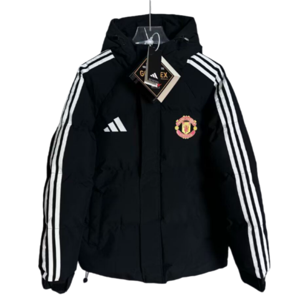 2025-26 Mens Manchester United  Black Hooded Cotton Coat