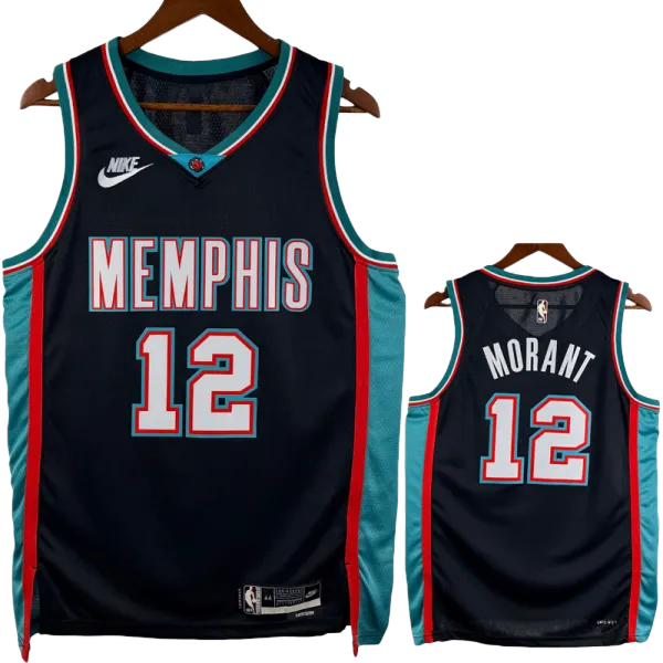 25-26 Grizzlies MORANT #12 Black Retro Top Quality Hot Pressing NBA Jersey