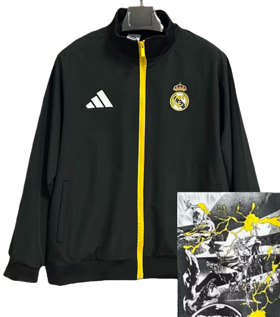2025-26 Mens Real Madrid black comic version  windbreaker