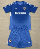 2025-26 Kids River Plate goalkeeper blue Soccer Jersey