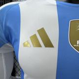2024-25 Mens Argentina home Player version with FIFA World Champions 2022 Patch  long sleeve  soccer  Jersey