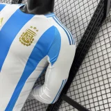 2024-25 Mens Argentina home Player version long sleeve  soccer  Jersey