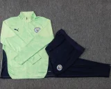 2025-26 Mens  Manchester City  Light green Half Pull Tracksuit #B25139