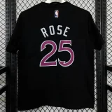 T161 Timberwolves ROSE #25 Black High Quality Casual T-Shirt