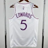TIMBERWOLVES EDWARDS #5 White Top Quality Hot Pressing NBA Jersey
