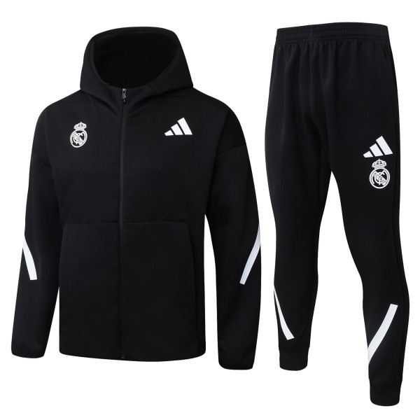 2025-26 Mens Real Madrid black Hoodie Jacket Tracksuit  F633#