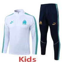 2025-26 Kids Marseille  White Half Pull Tracksuit  #E25222 (童装、半拉链)