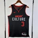 23/24 HEAT WADE #3 Black City Edition Top Quality Hot Pressing NBA Jersey (V领）