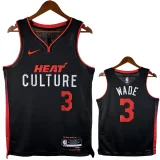 23/24 HEAT WADE #3 Black City Edition Top Quality Hot Pressing NBA Jersey (V领）
