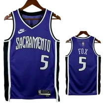 24/25 KINGS FOX #5 Purple Home Top Quality Hot Pressing Retro NBA Jersey