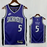 24/25 KINGS FOX #5 Purple Home Top Quality Hot Pressing Retro NBA Jersey