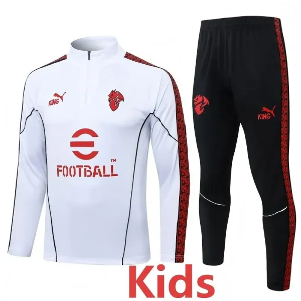2025-26 Kids AC Milan White  Half Pull Tracksuit #E25222