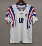 1996 France retro ZIDANE 10 Away White Soccer Jersey