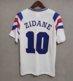 1996 France retro ZIDANE 10 Away White Soccer Jersey