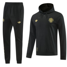 2025-26 Mens Manchester United Black Hoodie  Tracksuit