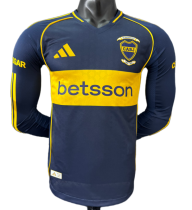 Player version Boca Juniors home long sleeve soccer Jersey 2526