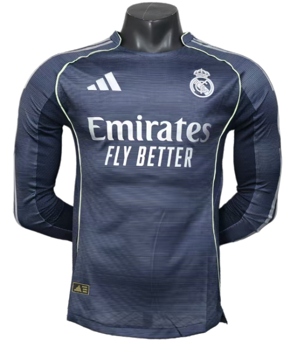 2025-26 Mens Real Madrid away Player Version Long sleeve soccer Jersey