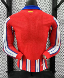 Player version Mens Atletico Madrid  home jersey soccer Long sleeve 2425