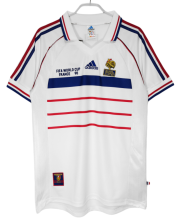 1998 Mens Retro France home white soccer jersey
