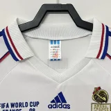 1998 Mens Retro France home white soccer jersey