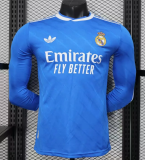 2025-26 Mens Real Madrid Third away blue  Player Long sleeve Soccer Jersey