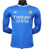 2025-26 Mens Real Madrid Third away blue  Player Long sleeve Soccer Jersey