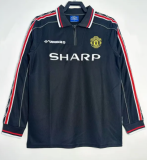 1998 Retro Manchester United black Jersey Mens Long sleeve