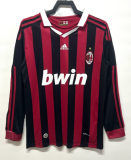 2009-2010  AC Milan Home Long Sleeve Retro Soccer Jersey