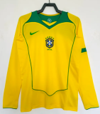 2004 Mens Retro Brazil home Long sleeve  Jersey