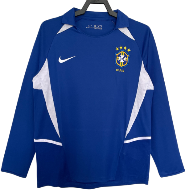 2002 Brazil Retro  away Long sleeve soccer Jersey